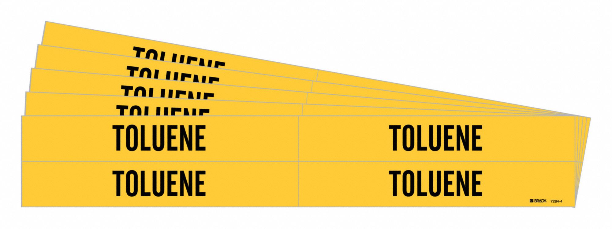 BRADY 7284-4-PK Pipe Marker, Legend: Toluene, Iiar System Abbreviation Not Applicable | CH6LYK 781YK8