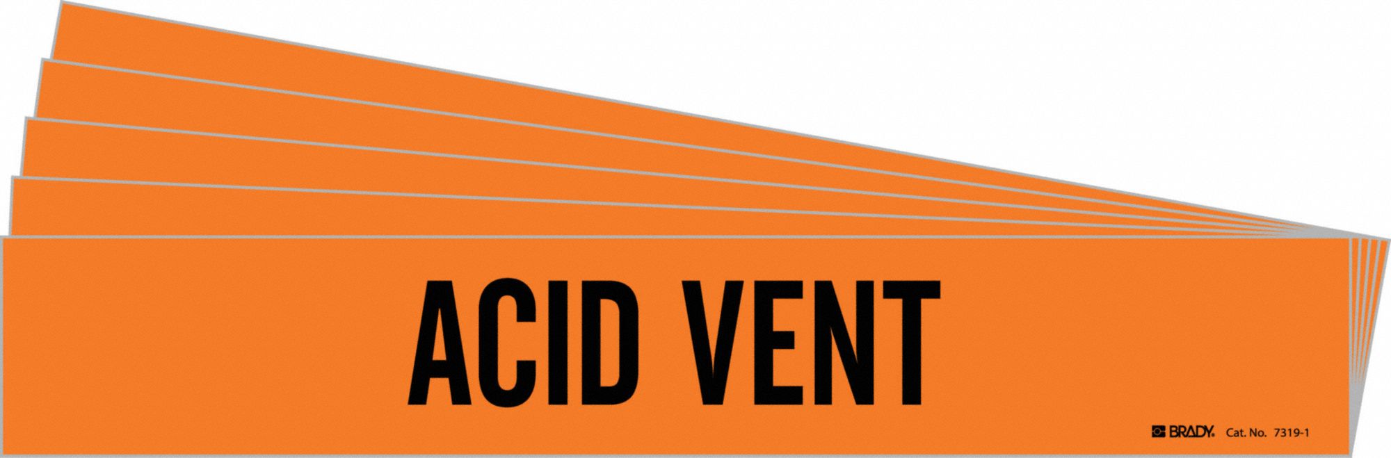 BRADY 7319-1-PK Pipe Marker, Legend: Acid Vent, Iiar System Abbreviation Not Applicable | CH6MBK 781VJ0