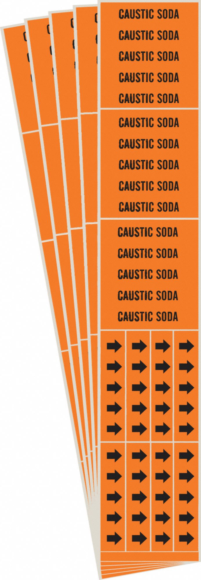 BRADY 7340-3C-PK Pipe Marker, Legend: Caustic Soda, Iiar System Abbreviation Not Applicable | CH6MDK 781VR2
