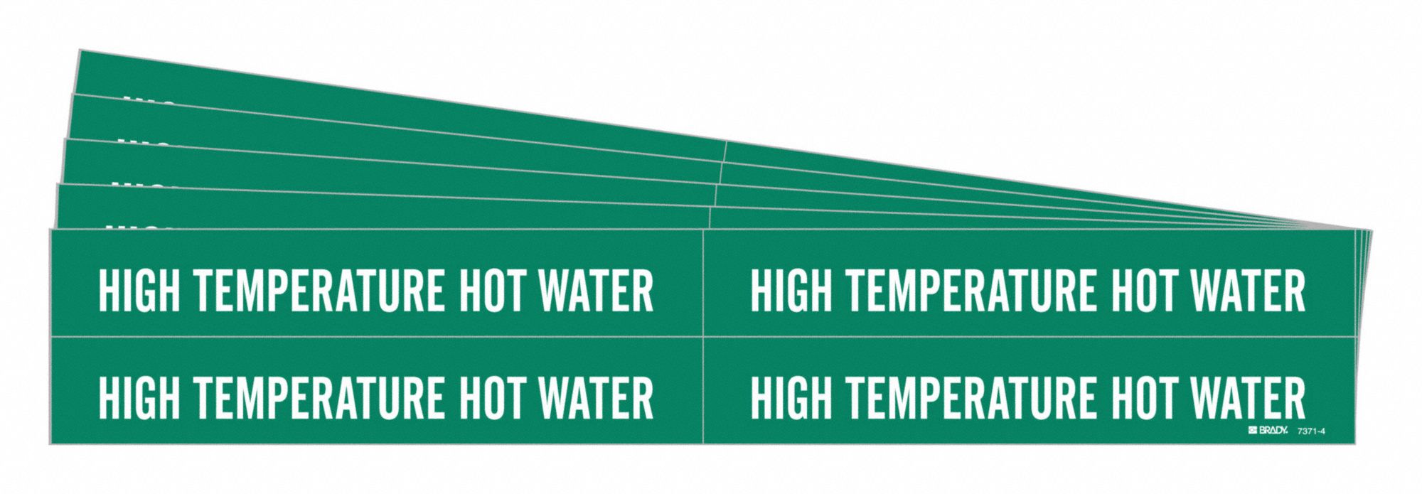 BRADY 7371-4-PK Pipe Marker, Legend: High Temperature Hot Water, 1 1/8 Inch x 7 Inch Size | CH6MHB 781ZN3