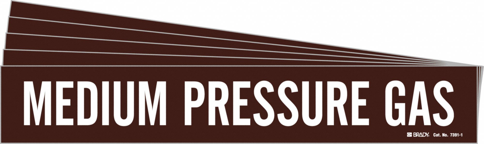 BRADY 7391-1-PK Pipe Marker, Legend: Medium Pressure Gas, Iiar System Abbreviation Not Applicable | CH6MKP 781X11