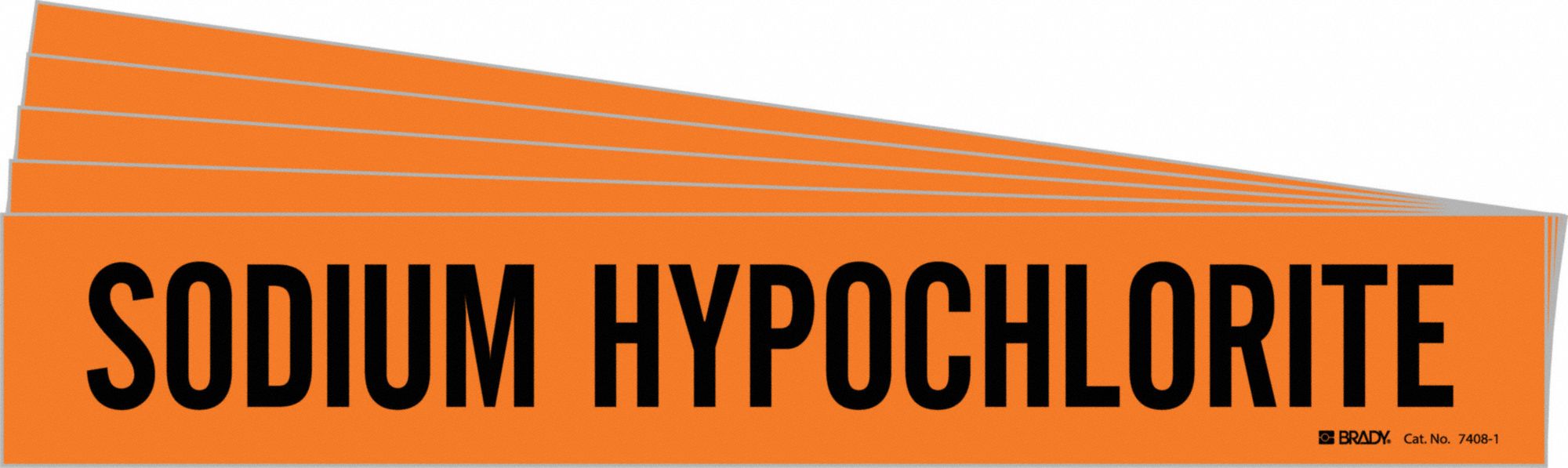 BRADY 7408-1-PK Pipe Marker, Legend: Sodium Hypochlorite, Iiar System Abbreviation Not Applicable | CH6MMW 781VD9