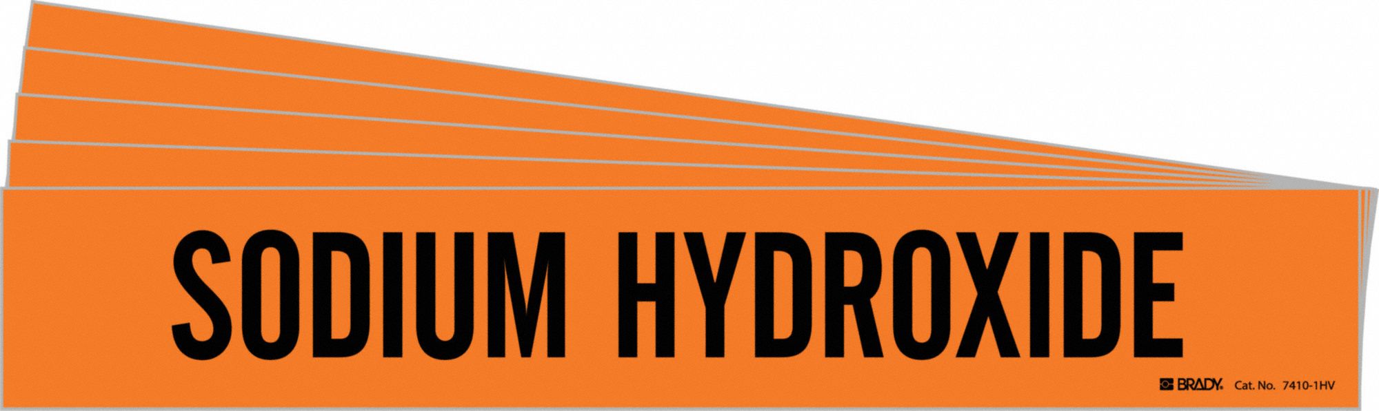 BRADY 7410-1HV-PK Pipe Marker, Legend: Sodium Hydroxide, 4 Inch x 24 Inch Size | CH6MNB 781VF8