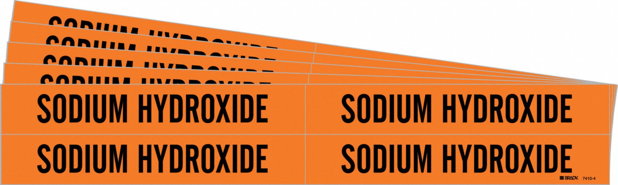 BRADY 7410-4-PK Pipe Marker, Legend: Sodium Hydroxide, Iiar System Abbreviation Not Applicable | CH6MNE 781VL9
