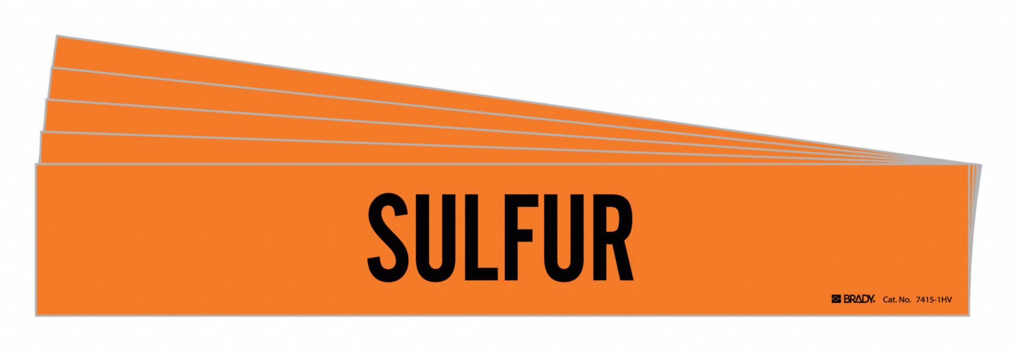 BRADY 7415-1HV-PK Pipe Marker, Legend: Sulfur, Iiar System Abbreviation Not Applicable | CH6MNT 781XX4