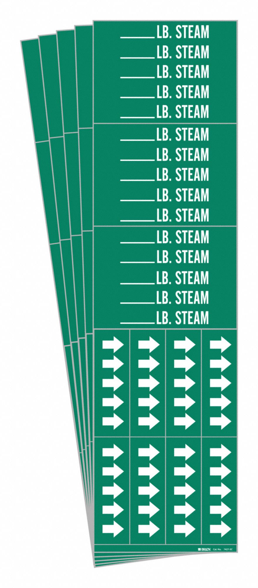 BRADY 7427-3C-PK Pipe Marker, Legend: _____ Lb. Steam | CH6MQE 781YZ7