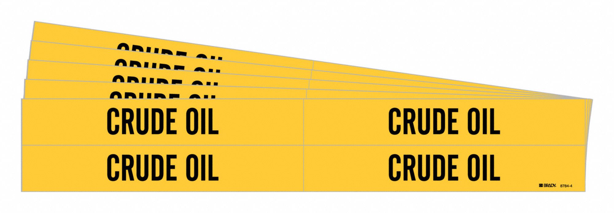 BRADY 8784-4-PK Pipe Marker, Legend: Crude Oil, Iiar System Abbreviation Not Applicable | CH6MWL 781XT1