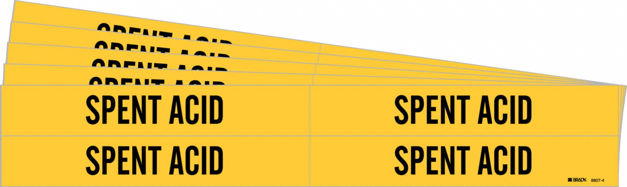 BRADY 8807-4-PK Pipe Marker, Legend: Spent Acid, Iiar System Abbreviation Not Applicable | CH6MZC 781VG3