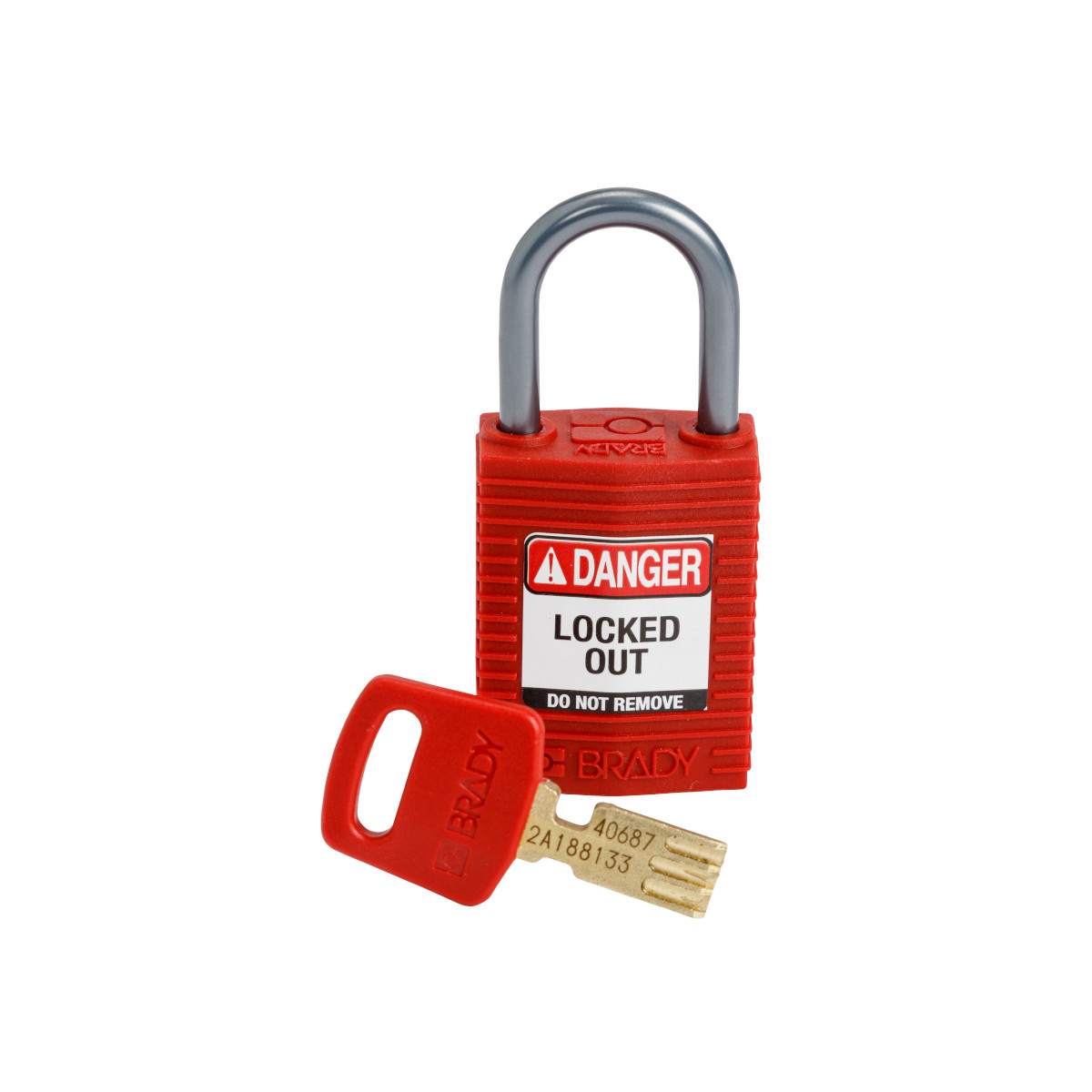 Compact SafeKey Key Retaining Nylon Padlock, 1 Inch, Aluminium, Shackle KD, Red