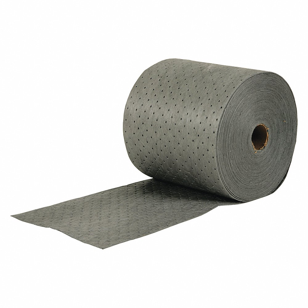 Absorbent Roll, 24 gal, 7 1/2 Inch x 12 Inch Perforated Size, Gray, Meltblown