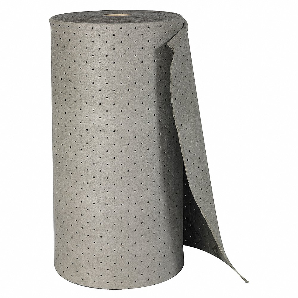 Absorbent Roll, 38 gal, 150 ft x 30 Inch, Not Perforated Size, Gray, Meltblown