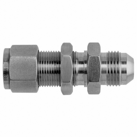 BRENNAN INDUSTRIES N2707-LN-12-12-SS AN Bulkhead Union, 316 Stainless Steel, Compression x 37 Deg Flare | CP2MUN 798CT9