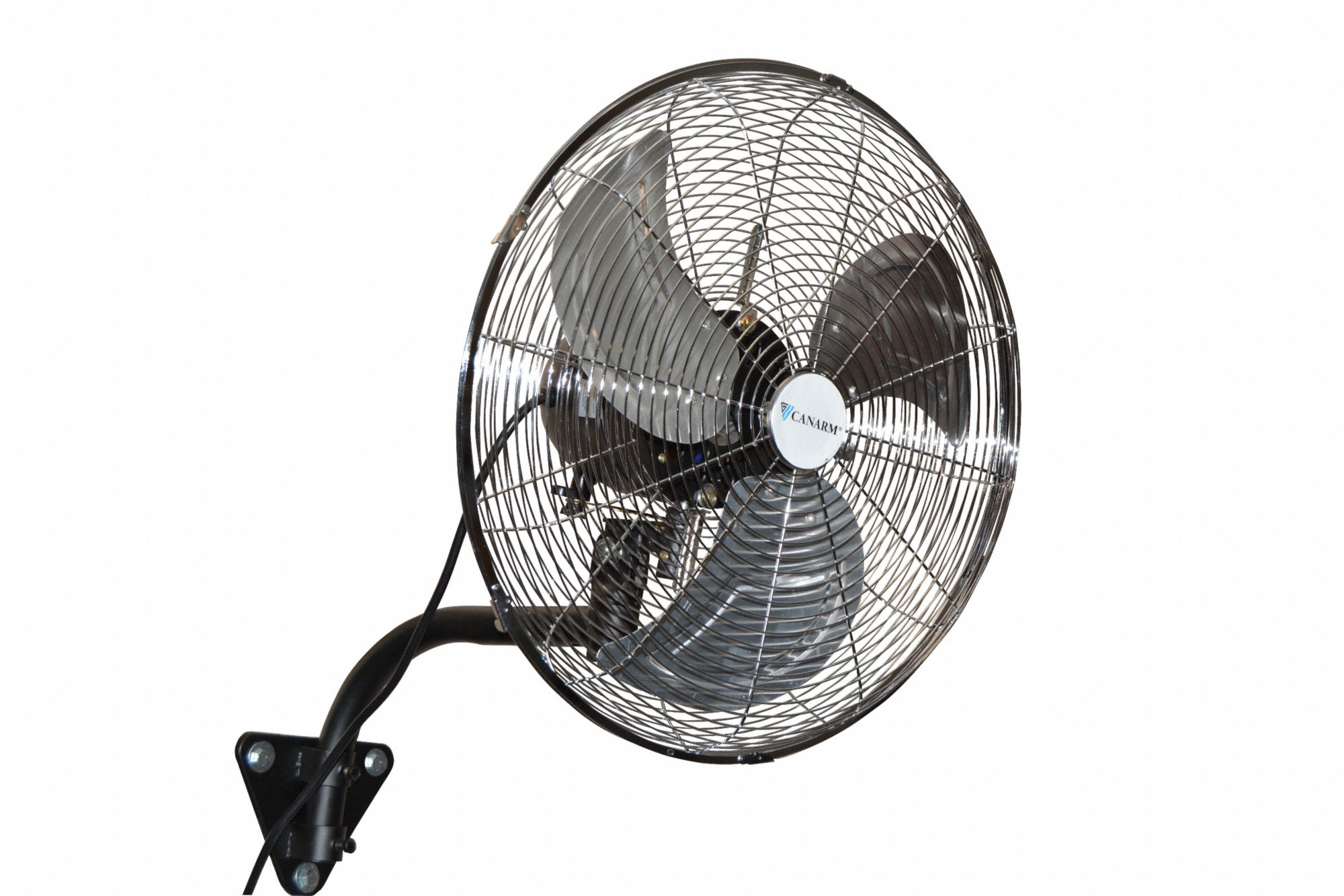 Standard-Duty Industrial Fan, 24 Inch Dia, 5,944/5,562/5,461 cfm, 120V AC, Wall Mount