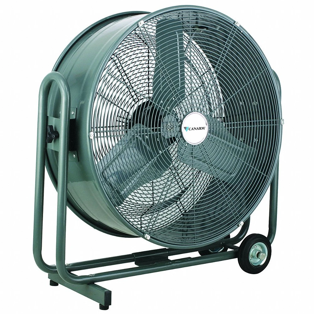 Standard-Duty Industrial Fan, 24 Inch Blade Dia, 2 Speeds, 120V AC, 1/2 HP Motor