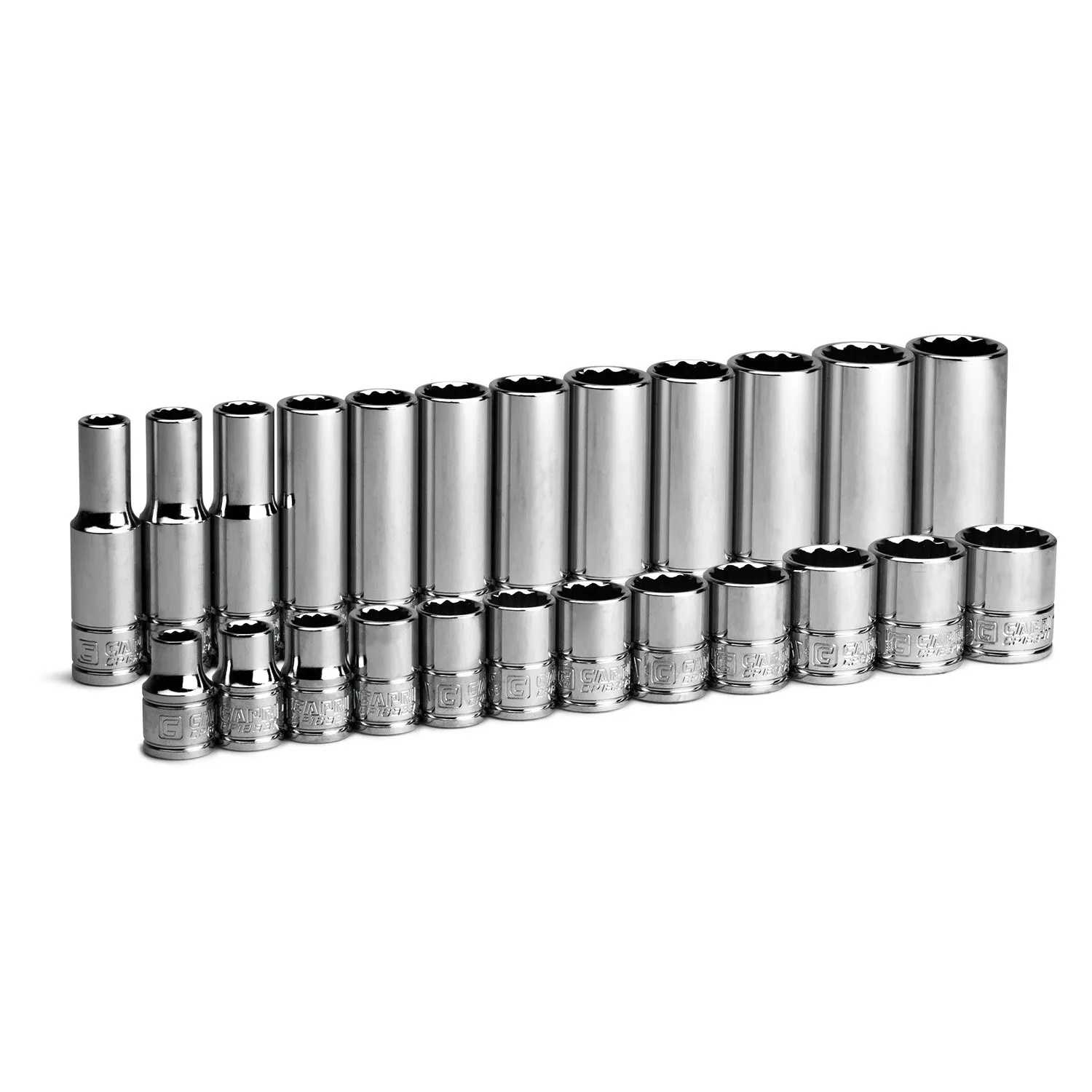 38 Drive 12Point Shallow and Deep Socket Set, Metric, 8 to 19 mm, 24Pcs