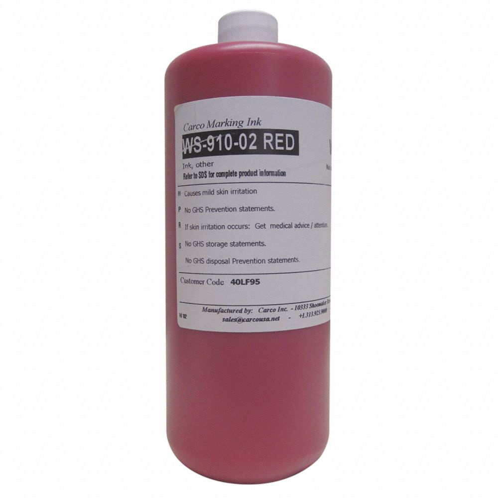 Marking Ink, Non-Haz, Pigment Ink Type, 10 to 30 min, Red
