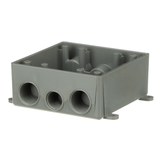 Weatherproof T-Box, 1/2 Inch Hub Size, 7Number Of Outlets, 2Number Of Gangs, Gray