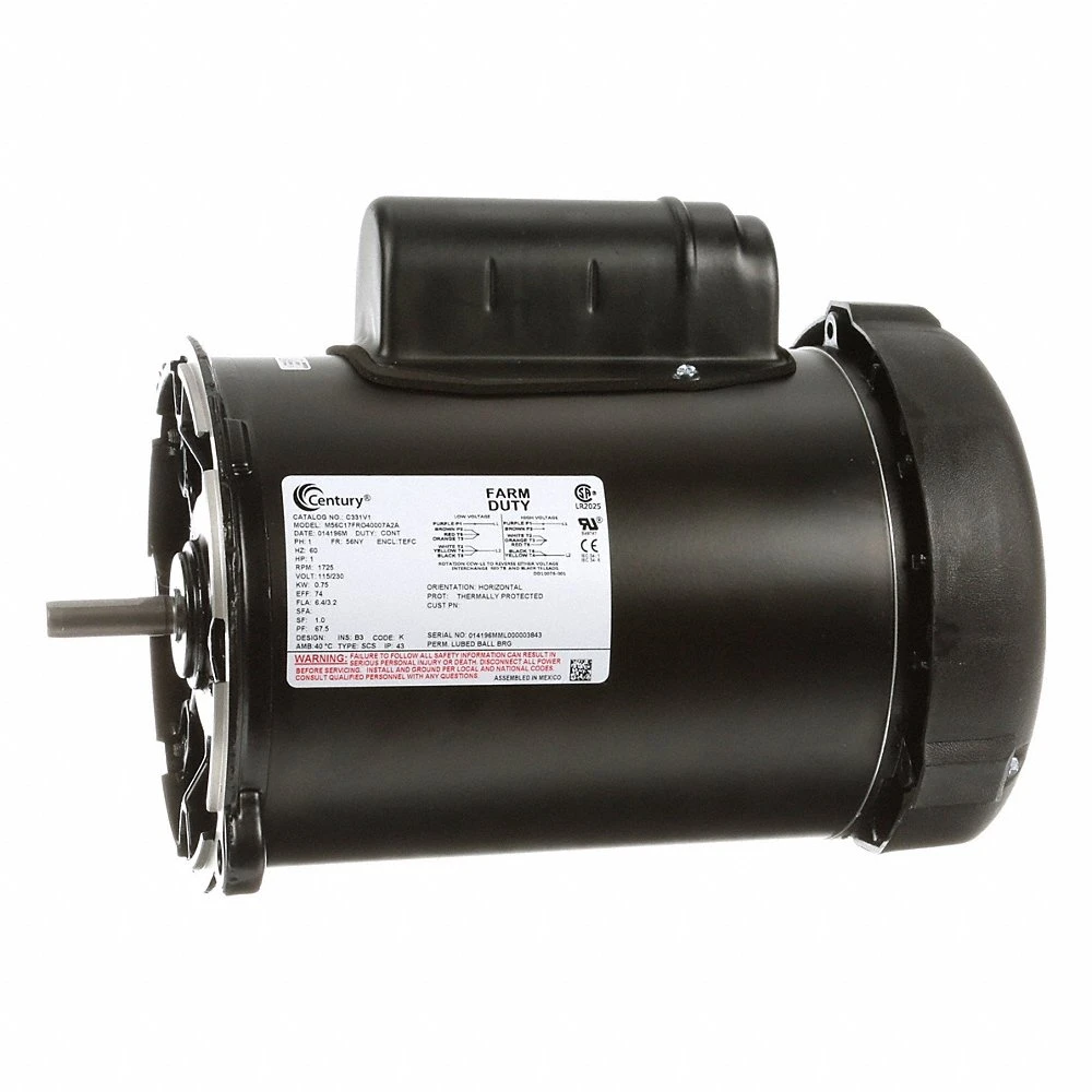 Farm Duty Motor, 1/2, 1725 RPM, 115/230V AC, 56NY, Manual, 1 Motor Service Factor