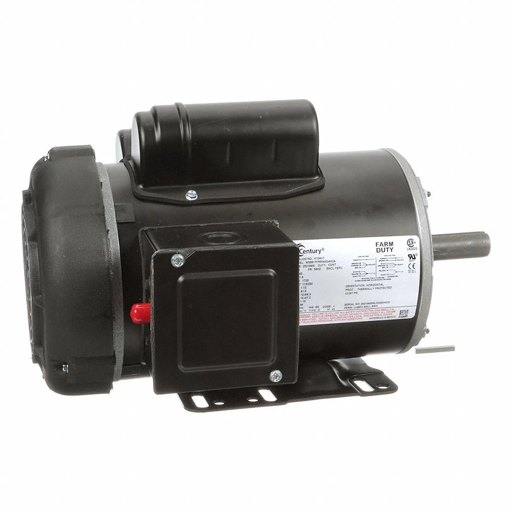 Farm Duty Motor, 1 1/2, 1725 Nameplate RPM, 115/230V AC, 56 hz, Manual, Keyed, Rigid Base