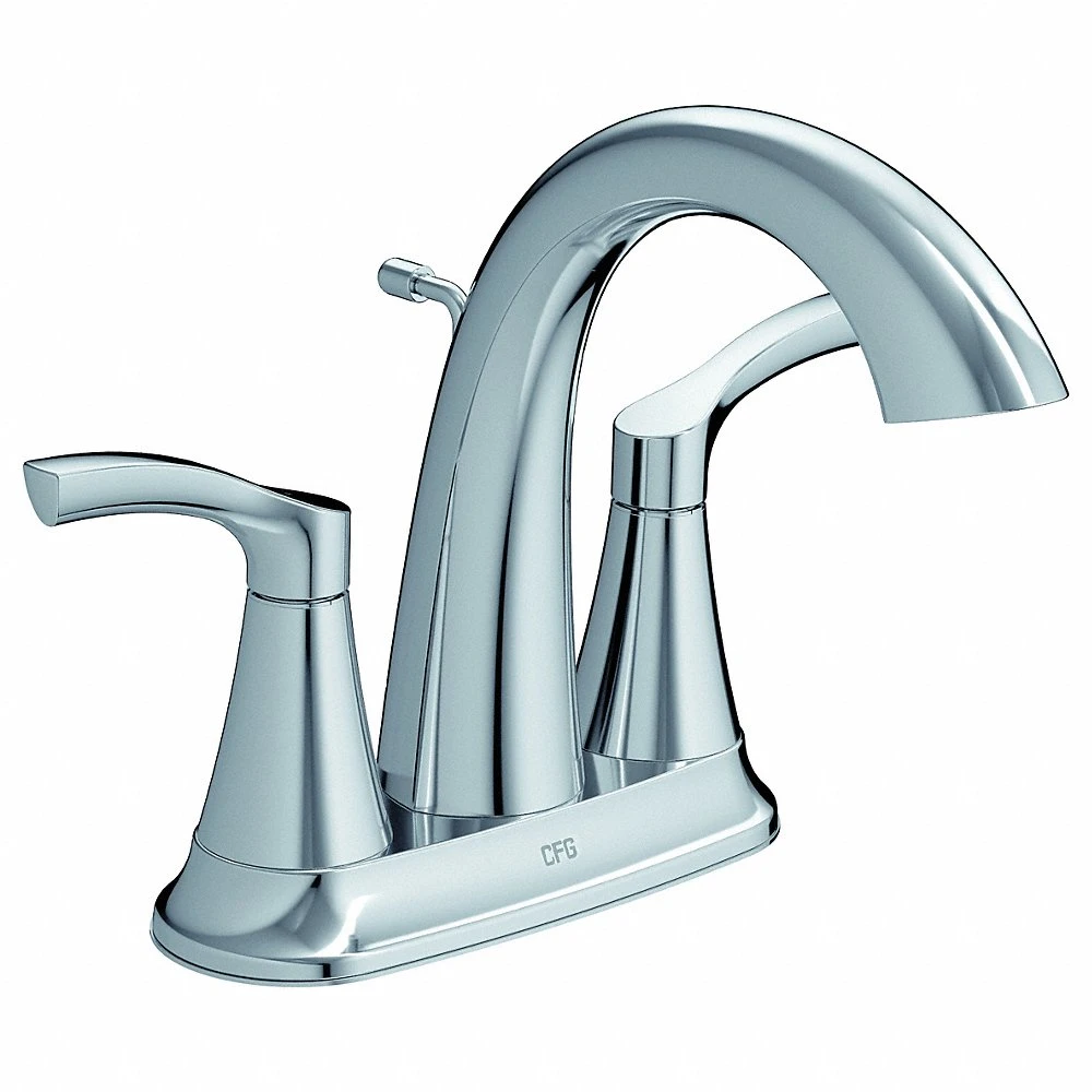 Bathroom Faucet, Metal, Chrome Finish, 1.2 gpm Flow Rate, Centerset, Arc, Lever, IPS