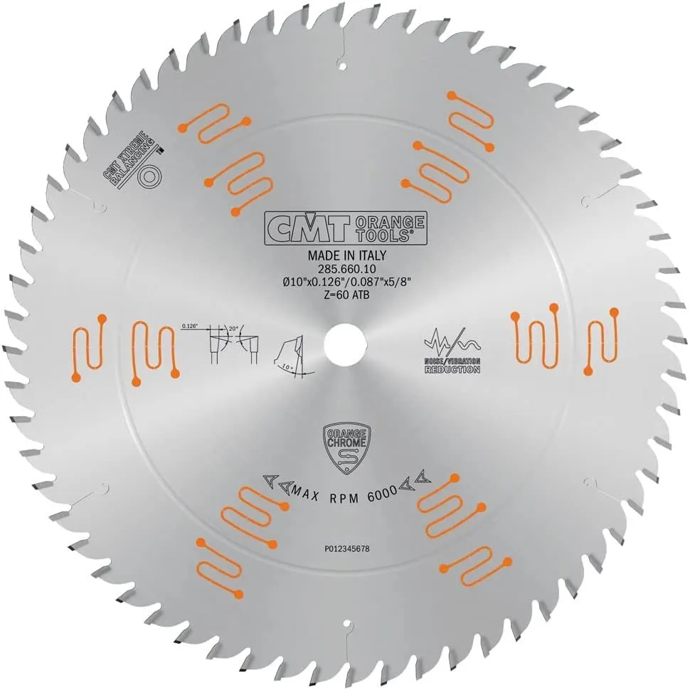 Orange Chrome Hvy-Duty CROSSCUTTING Blade 10 Inch x T60 ATB