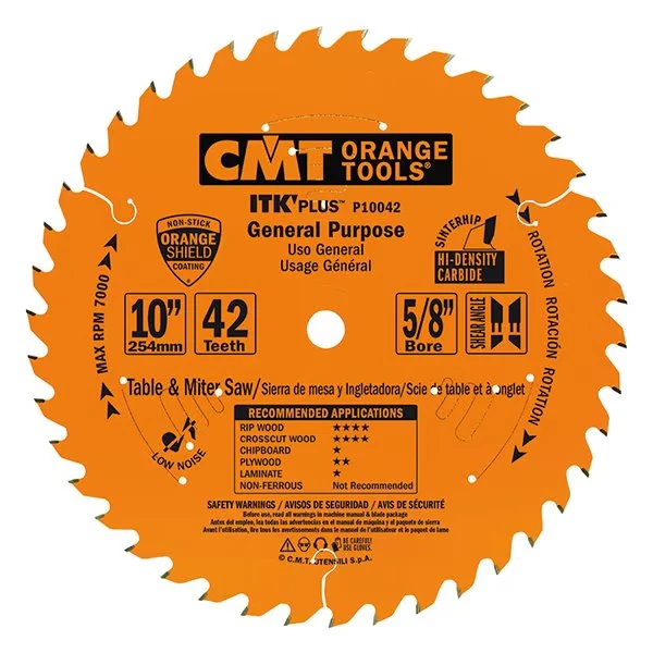 ITK Plus General Purpose Saw Blade, 12 x 42 Teeth, 10deg ATB+Shear with 1-Inch bore
