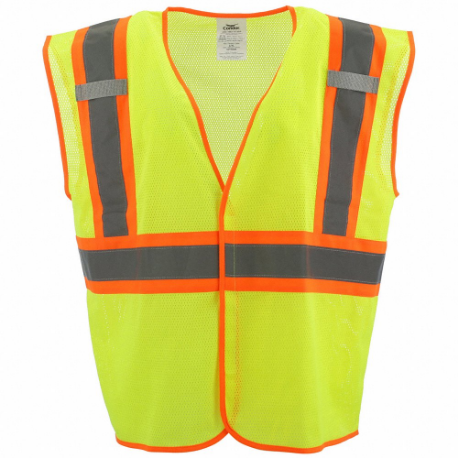 CONDOR 53YN50 High Visibility Vest, ANSI Class 2, U, L/XL, Lime, Mesh Polyester, Hook-and-Loop | CR2CCT
