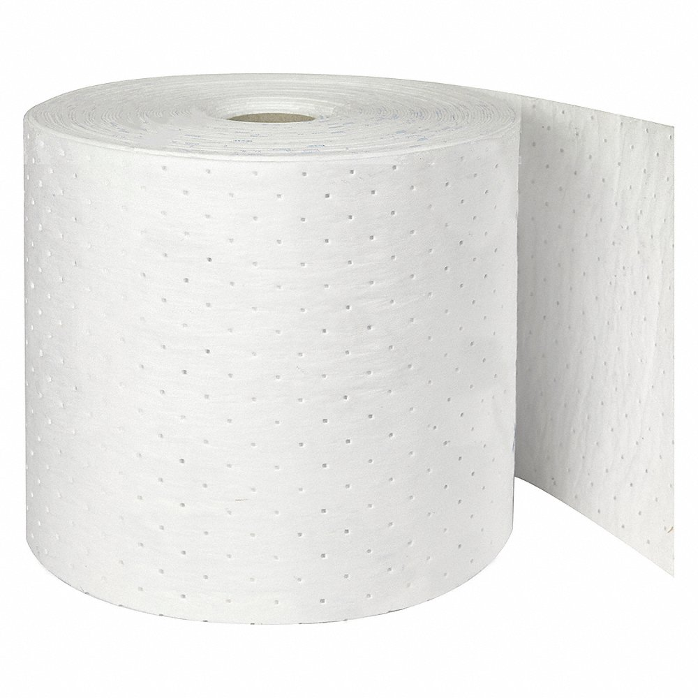 Absorbent Roll, 24 gal, 7 1/2 Inch x 12 Inch Perforated Size, White