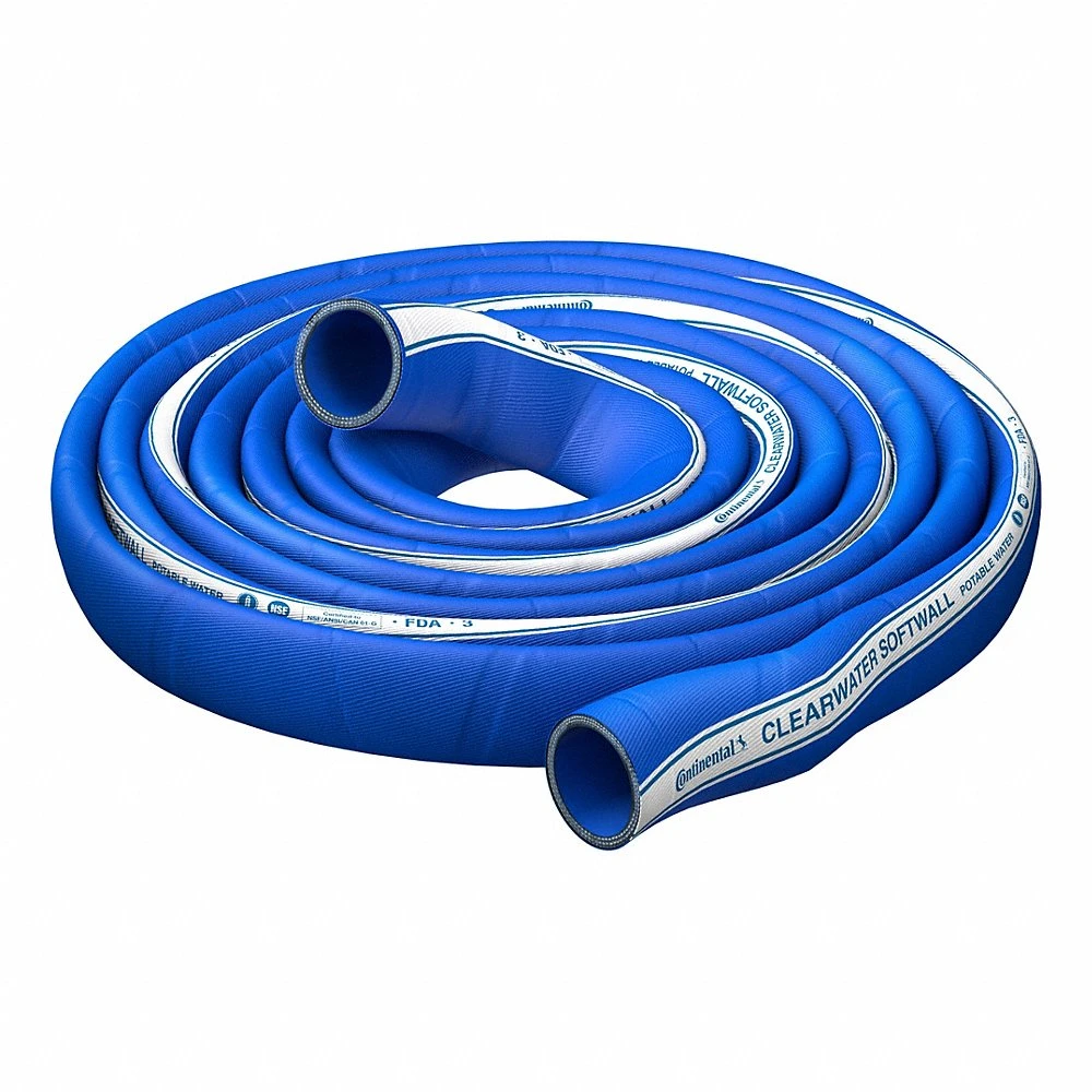 Potable Water Discharge Hose, 2 Inch ID, 2 3/8 Inch Outside Dia, 5 ft Length, Blue