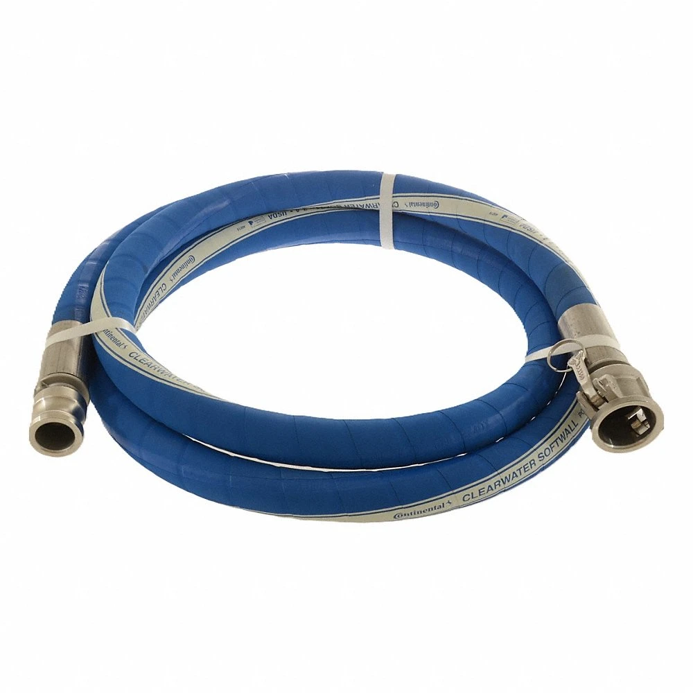 Discharge Hose, 1 1/2 Inch Hose Inside Dia, 25 ft Hose Lg, 150 PSI, Blue, Coupled Assembly