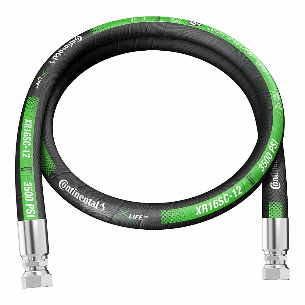 Hydraulic Hose Assembly, 3/4 Inch ID, FJIC 37 Deg x FJIC 37 Deg, 10 ft Lg, Black, NBR