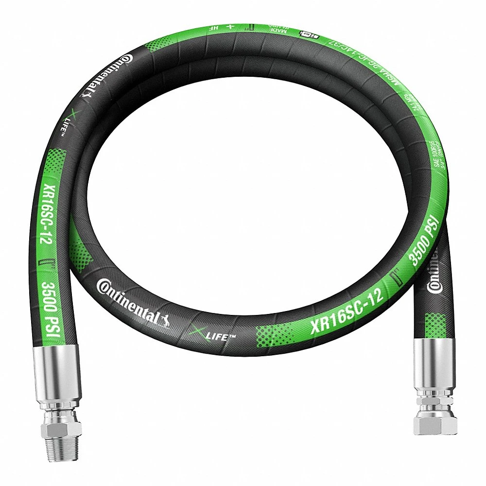 Hydraulic Hose Assembly, 3/4 Inch ID, MNPTF Swivel x FJIC 37 Deg, 24 Inch Lg, Black, NBR