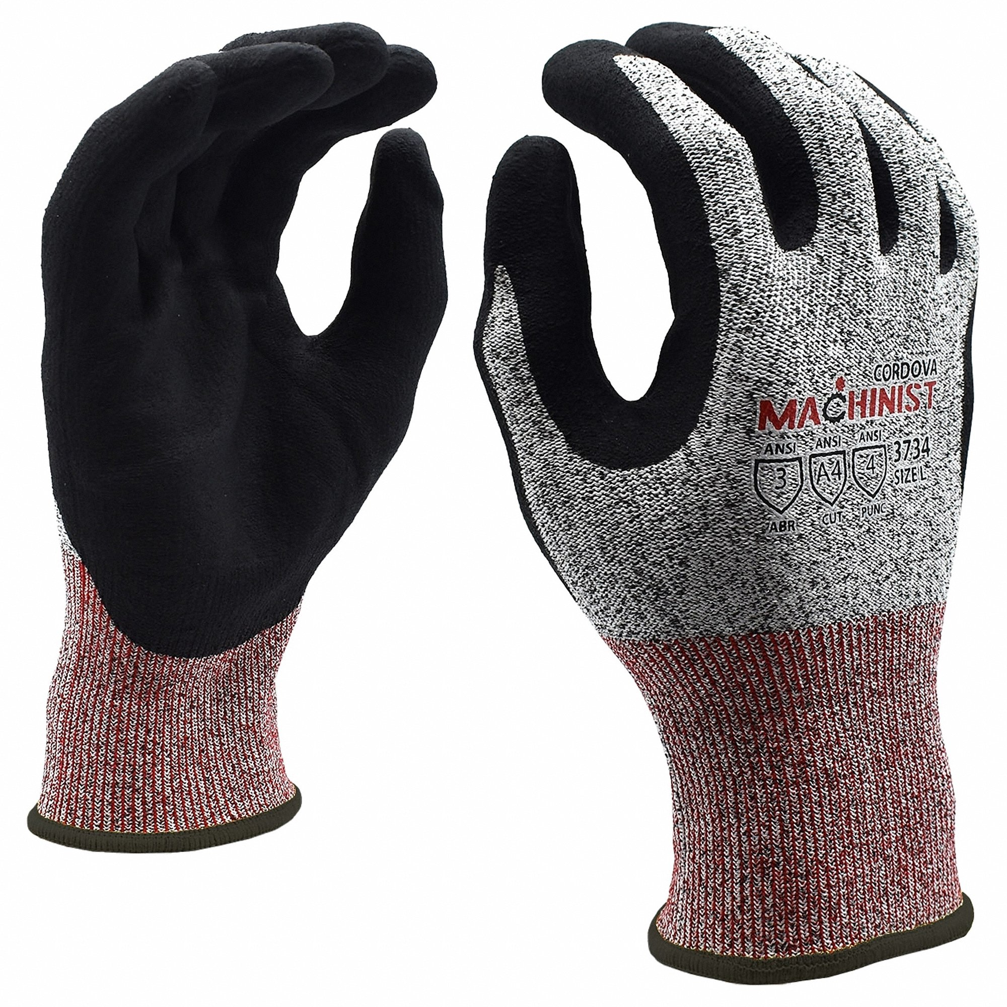 CORDOVA SAFETY PRODUCTS 3734L Machinist Glove, 1 PR | CR2MTF 338AA7