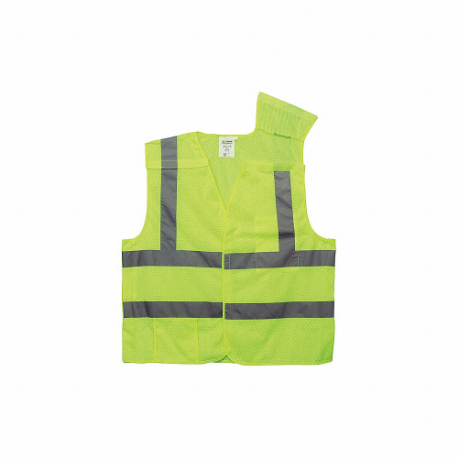 HANSKE High Visibility Vest, ANSI Klasse 2, L, Lime, Solid Polyester, Krok-og-løkke