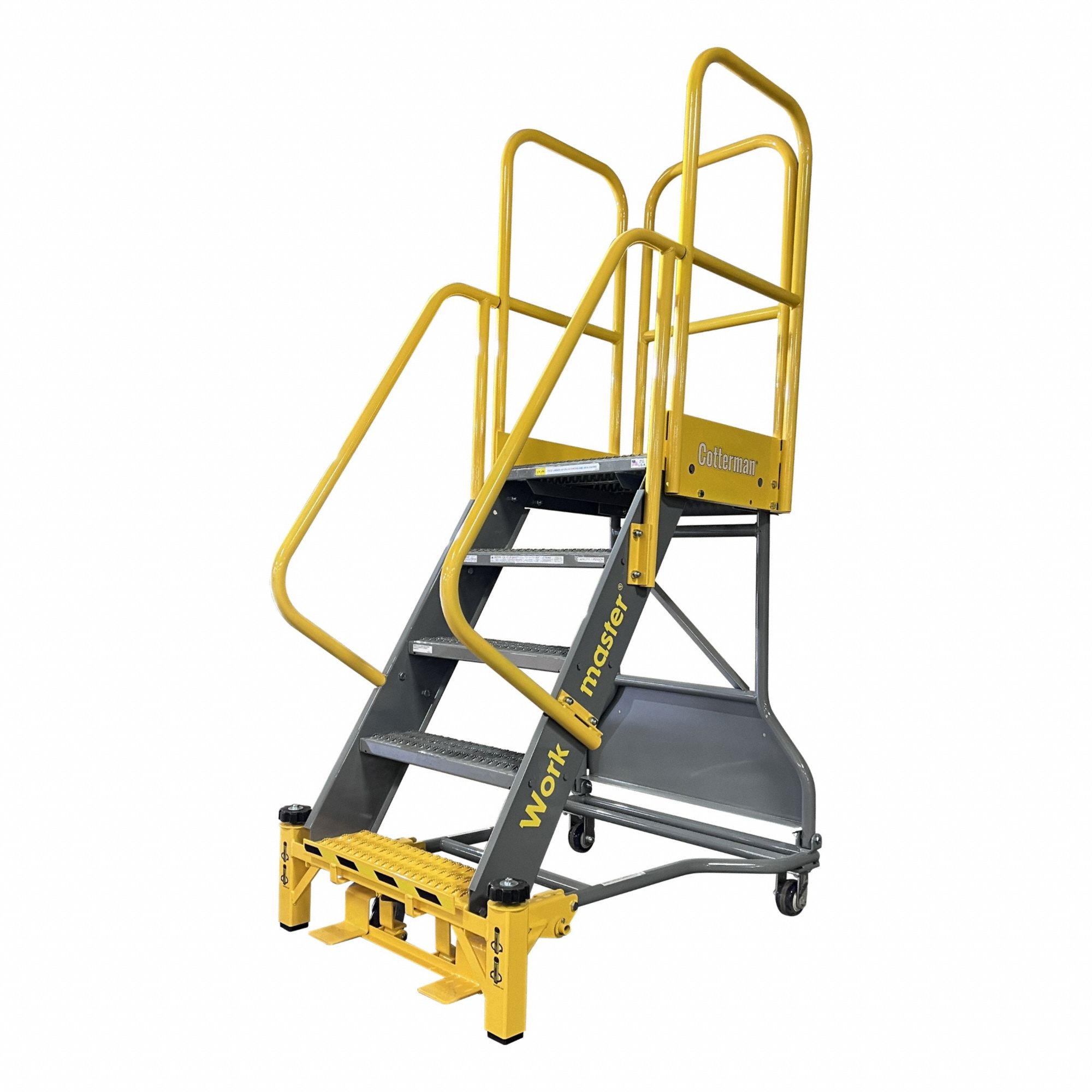 Rolling Ladder, 3.3 ft Platform Ht, Assembled, Steel, Manual Lock, Serrated, 37 In x 42 in