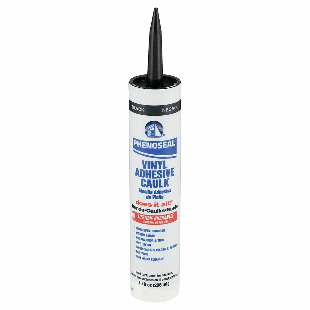 Acrylic Latex Adhesive Caulk, Black, 10 Oz Container Size, Cartridge
