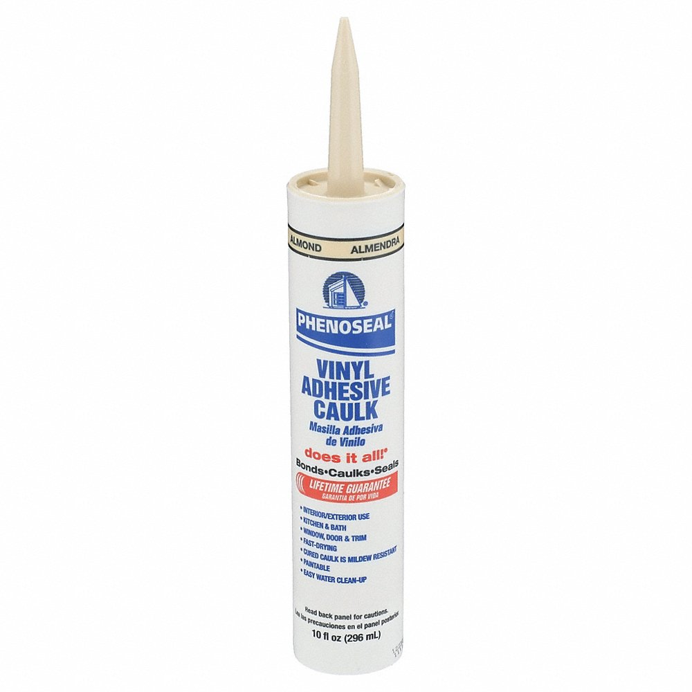 Acrylic Latex Adhesive Caulk, Almond, 10 Oz Container Size, Cartridge