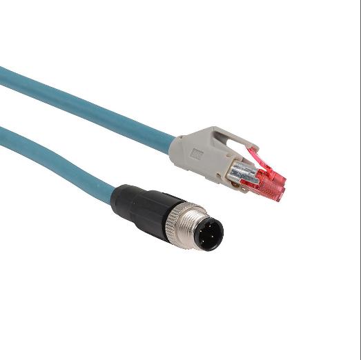 Kabel, Ethernet, 4-pinners D-kodet M12 til Rj45, Pvc, 3.2 fot. Kabellengde