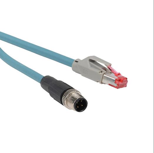 Datalogic kábel, Ethernet, 4 tűs D-kódolású M12-Rj45, PVC, 16.4 láb kábelhossz