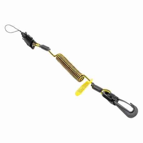 DBI-SALA 1500060 Tool Lanyard, Black/Yellow, Clip, Polyurethane, Hand Tools | CP2TGA 447Y46