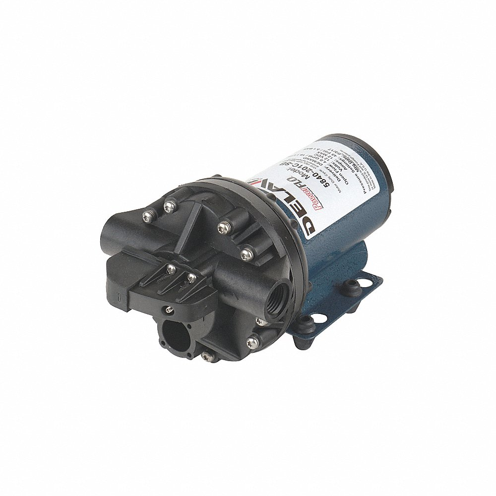 Diaphragm Pump, Polypropylene, SantopreneR, 12VDC, 4.0 GPM