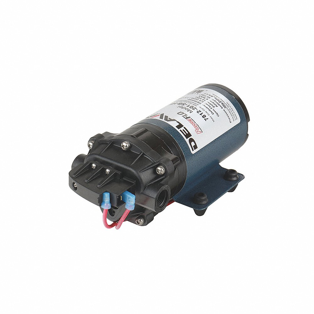 Diaphragm Pump, Polypropylene, Santoprene, 12VDC, 2.0 GPM