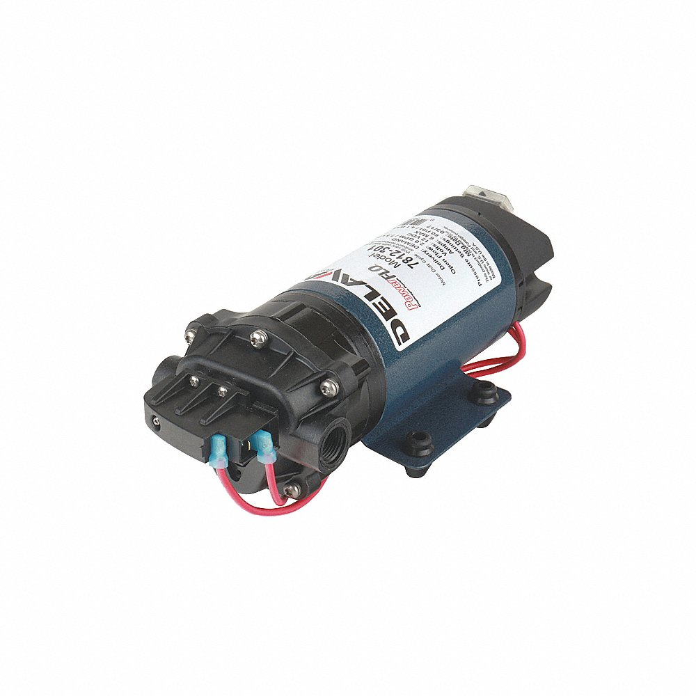 Diaphragm Pump, Polypropylene, Santoprene, 12VDC, 2.0 GPM