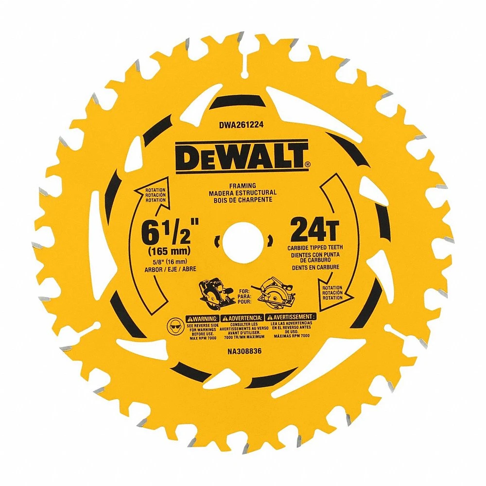 Circular Saw Blade, 6 1/2 Inch Size, 24 Teeth, Single Blade