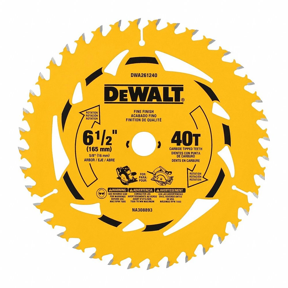 Circular Saw Blade, 6 1/2 Inch Size, 40 Teeth, Single Blade
