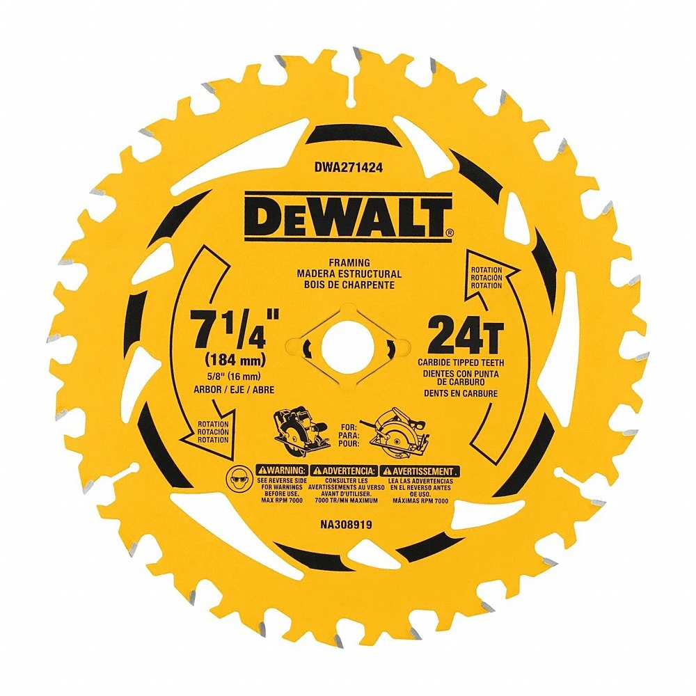 Circular Saw Blade, 7 1/4 Inch Size, 24 Teeth, 3PK