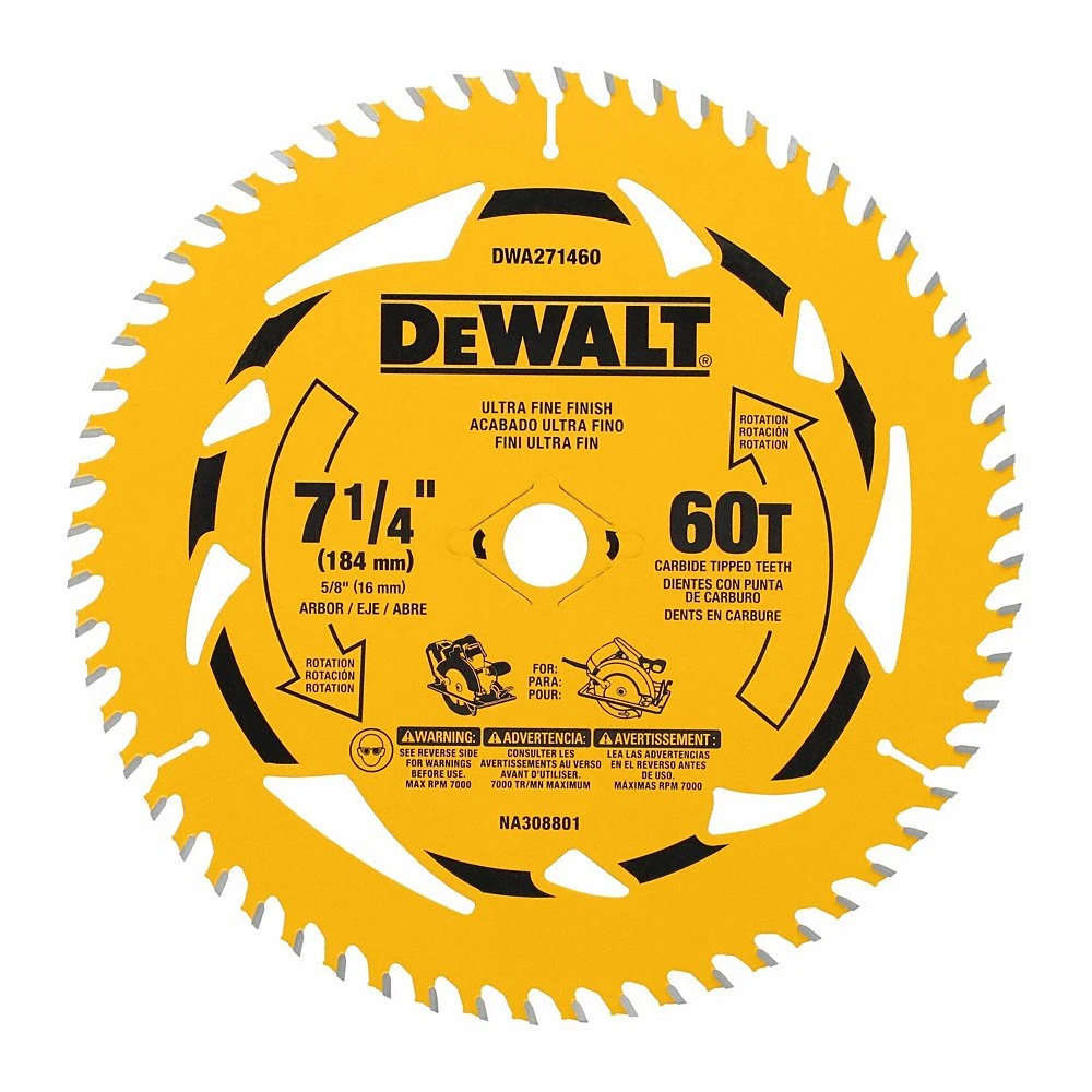 Circular Saw Blade, 7 1/4 Inch Size, 60 Teeth, 10PK