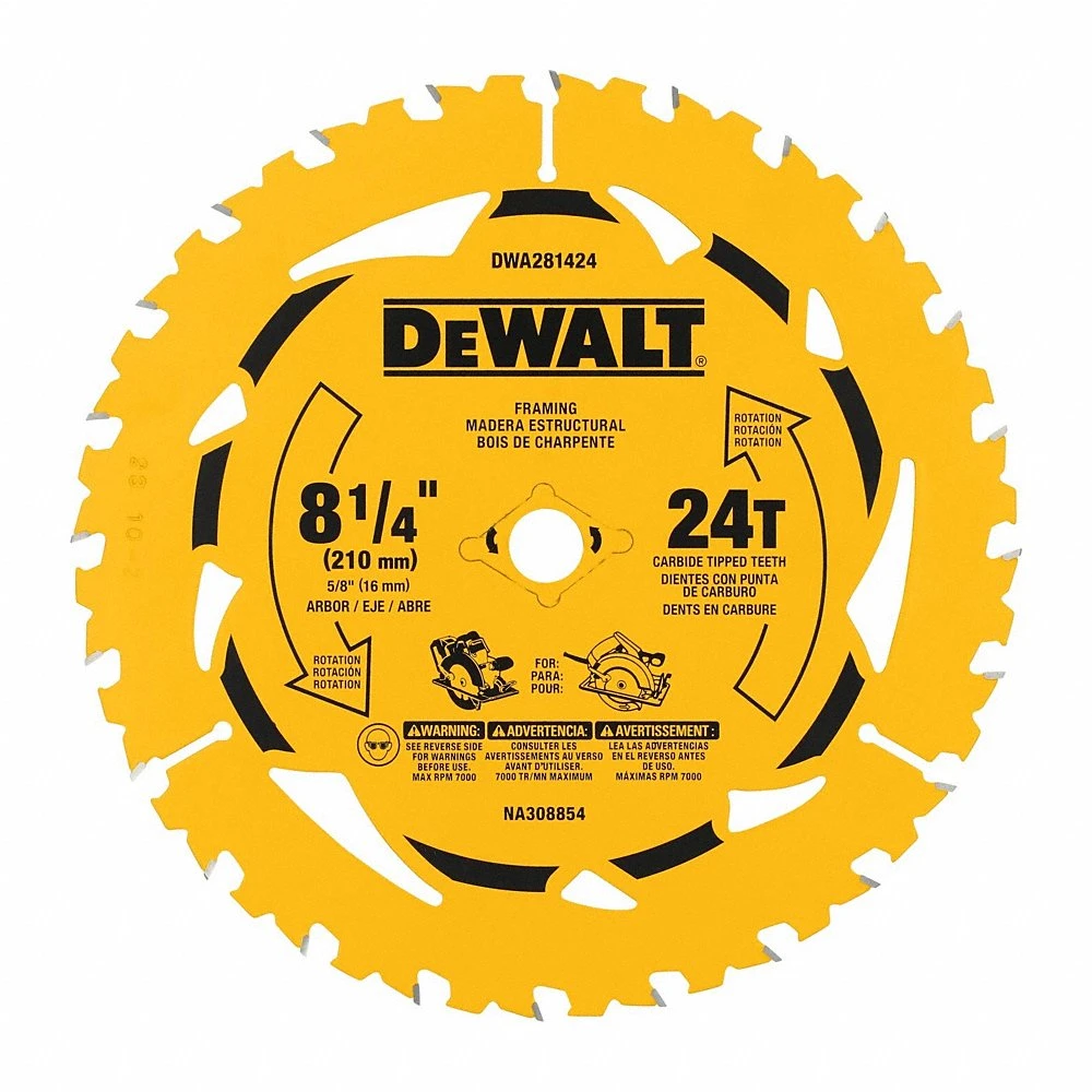 Circular Saw Blade, 8 1/4 Inch Size, 24 Teeth, 10PK