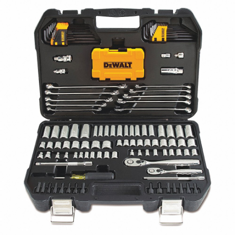 DEWALT DWMT73802 Mechanics Tool Kit, w/Case, 142 Pcs, 142 Total Pcs, SAE, 1/4 in/3/8 Inch Socket Drive Size | CP3QYD 50XM49