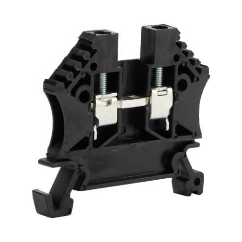 Screw Single-Level Terminal Block, Black, 20A, 35mm Din Rail Mount, 100PK